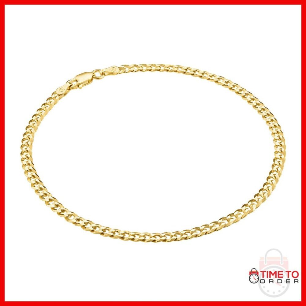 18K Gold Plated Sterling Silver Anklets, Waterproof, 9-11 Inch Lengths